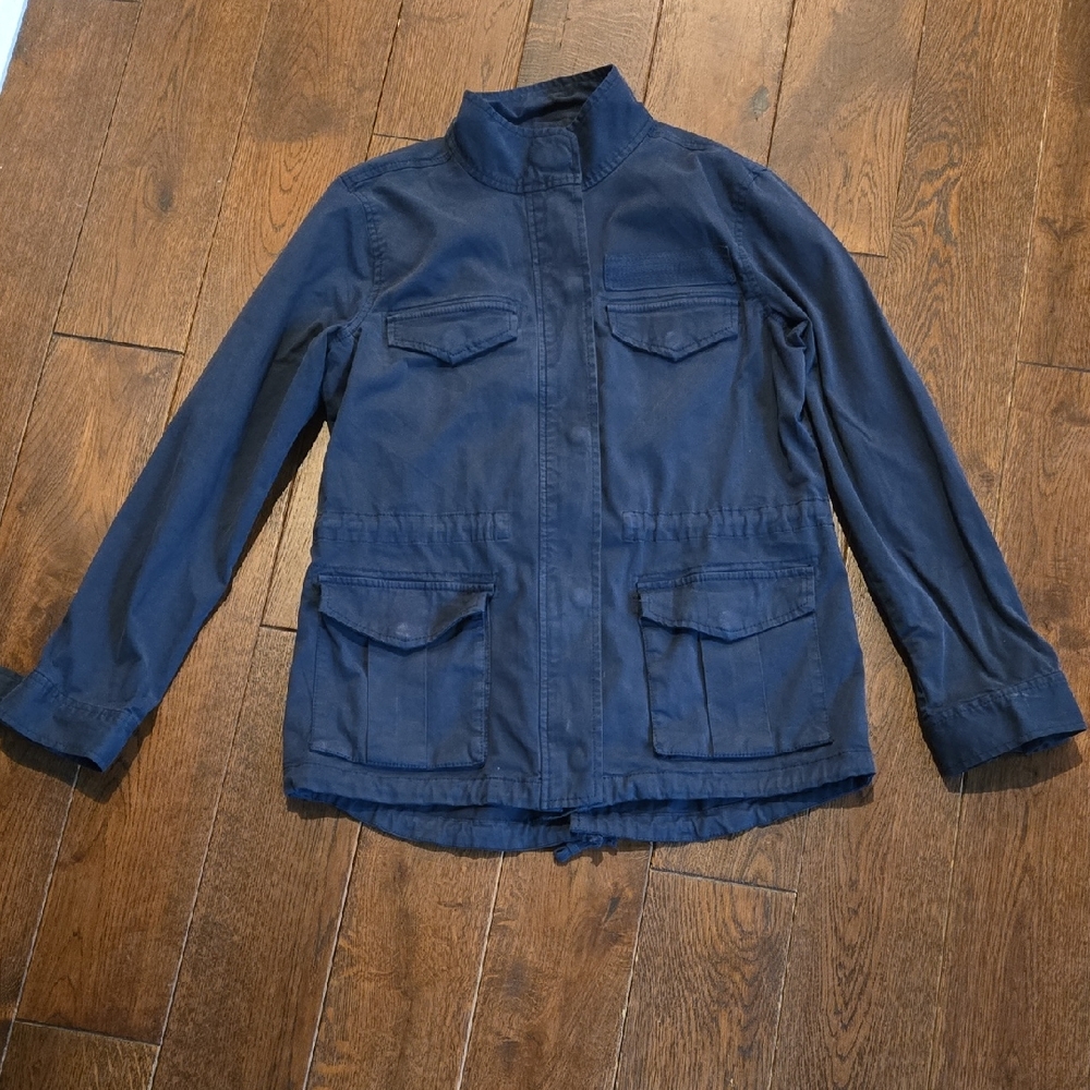 Hinge Designed In Seattle Utility Cargo Jacket Navy Blue Womens Small EUC